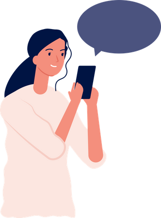 Woman Chatting On Mobile  Illustration