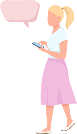 Woman Chatting on mobile phone  Illustration