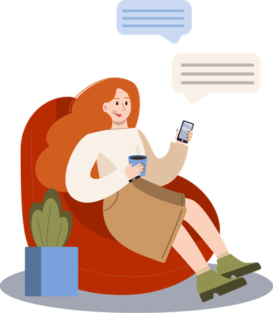 Woman chatting on phone  Illustration