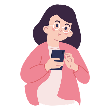 Woman chatting on phone Illustration