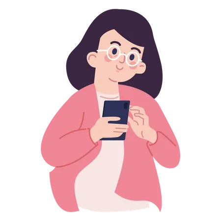 Woman chatting on phone Illustration