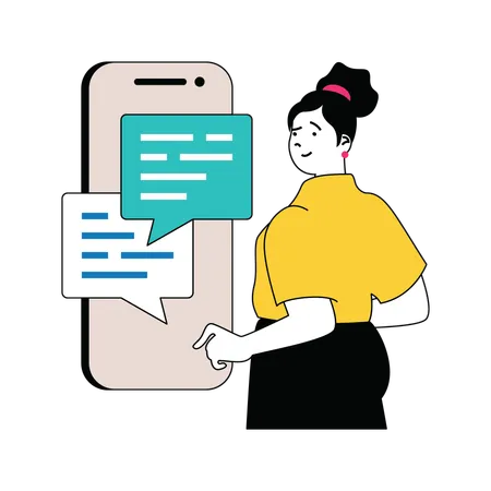 Woman chatting on smartphone  Illustration