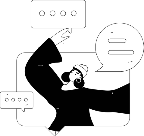 Woman chatting on social media  Illustration