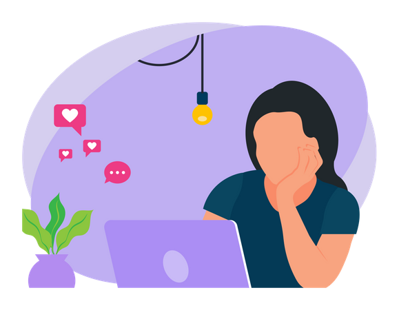 Woman chatting on social media  Illustration