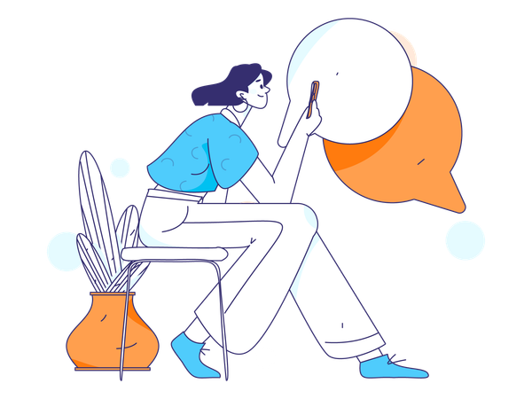 Woman chatting on social media  Illustration