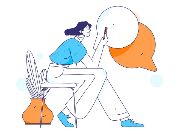 Woman chatting on social media  Illustration