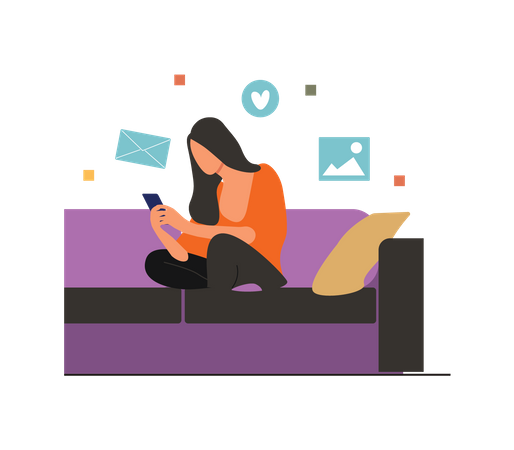 Woman chatting on social media  Illustration