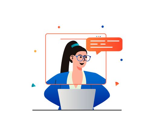 Woman chatting on video call Illustration