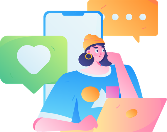 Woman chatting online  Illustration