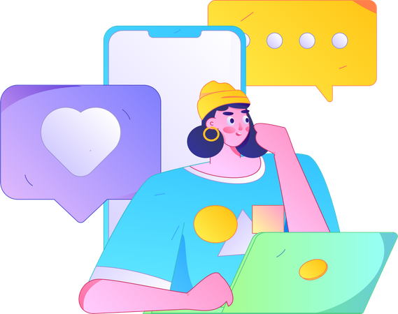 Woman chatting online  Illustration