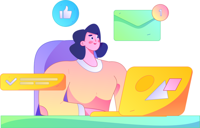 Woman chatting online  Illustration