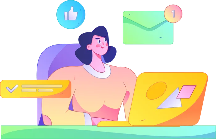 Woman chatting online  Illustration