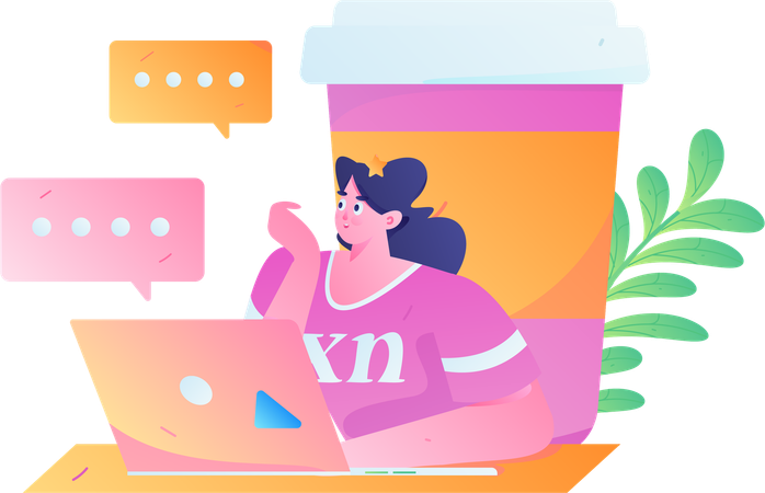 Woman chatting online  Illustration