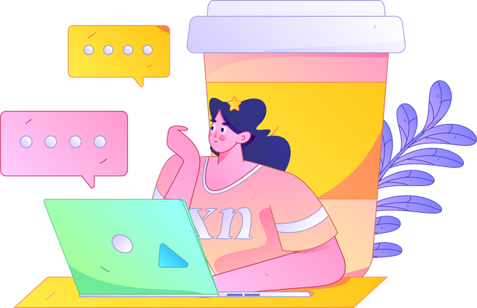 Woman chatting online  Illustration