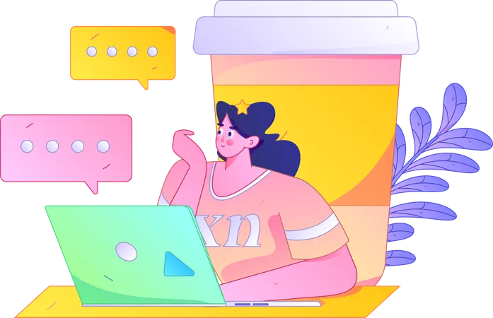 Woman chatting online  Illustration