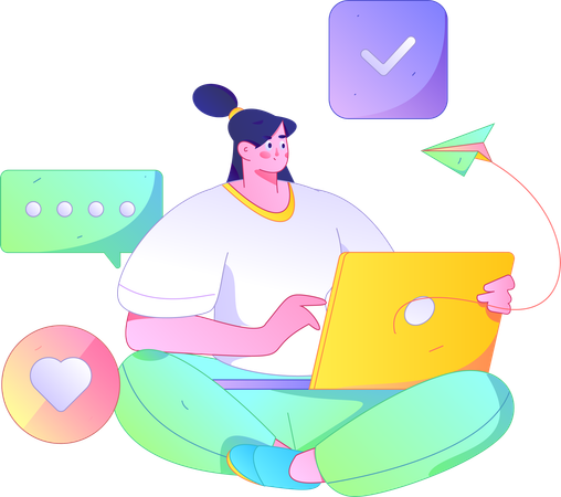 Woman chatting online  Illustration