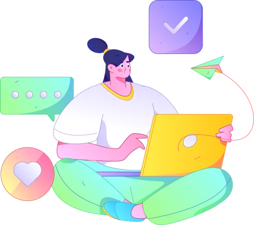 Woman chatting online  Illustration