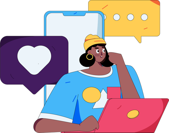 Woman chatting online  Illustration