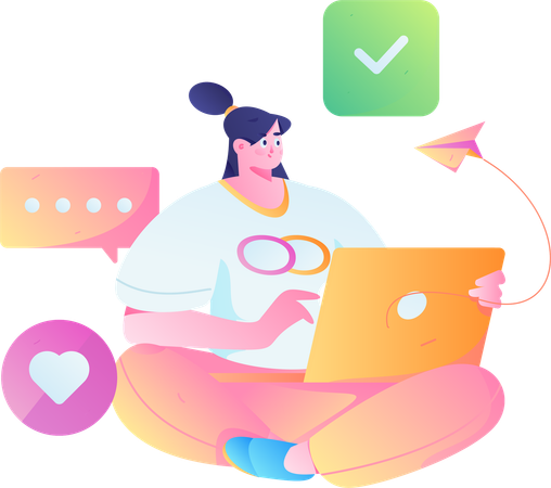 Woman chatting online  Illustration