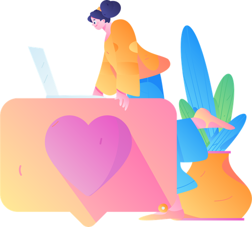 Woman chatting online  Illustration