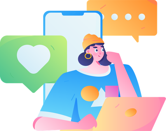 Woman chatting online  Illustration