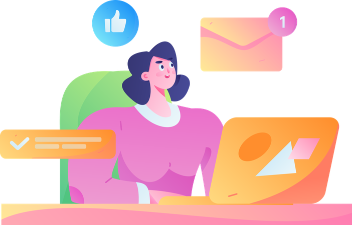 Woman chatting online  Illustration