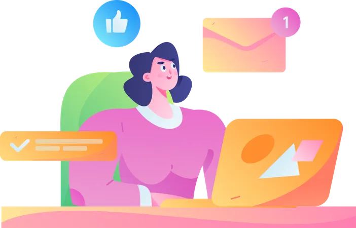 Woman chatting online  Illustration