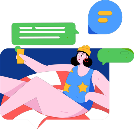 Woman chatting online  Illustration