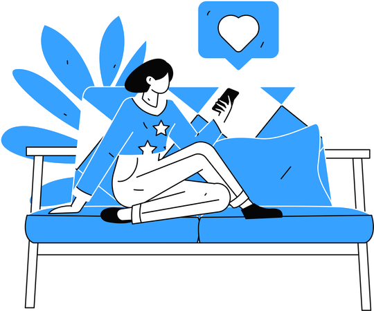 Woman chatting online on mobile  Illustration