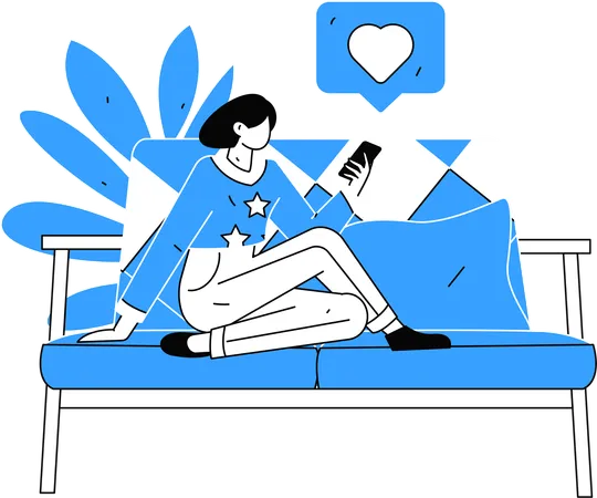 Woman chatting online on mobile  Illustration