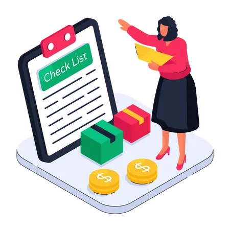 Woman Check Delivery list  Illustration