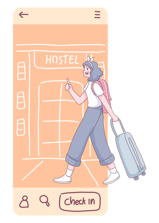 Woman check in accommodation  Illustration