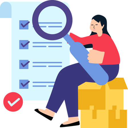 Woman Check Performance Metrics  Illustration