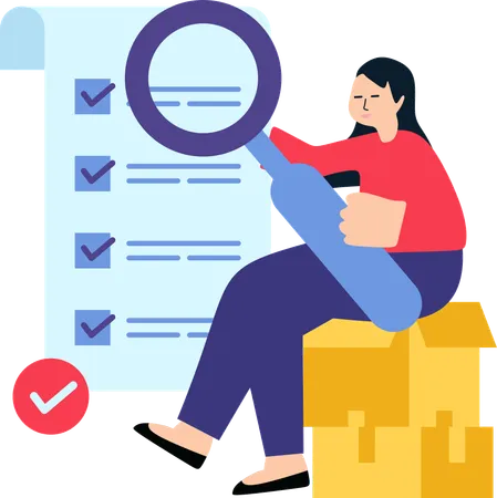 Woman Check Performance Metrics  Illustration