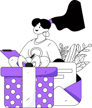 Woman check shopping receipt  Illustration