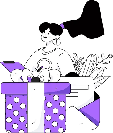 Woman check shopping receipt  Illustration