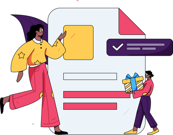 Woman check Shopping receipt  Illustration