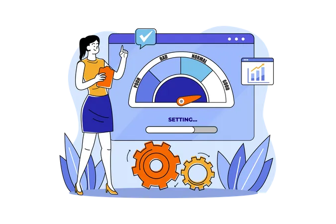 Woman check Web Performance  Illustration