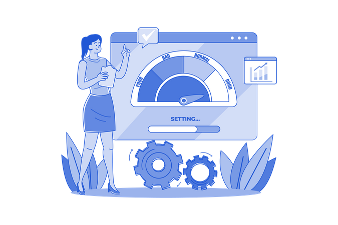 Woman check Web Performance  Illustration