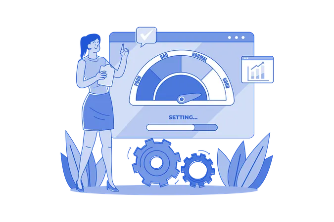 Woman check Web Performance  Illustration