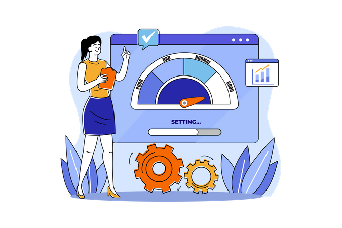 Woman check Web Performance  Illustration