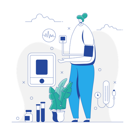 Woman checking Blood Pressure  Illustration