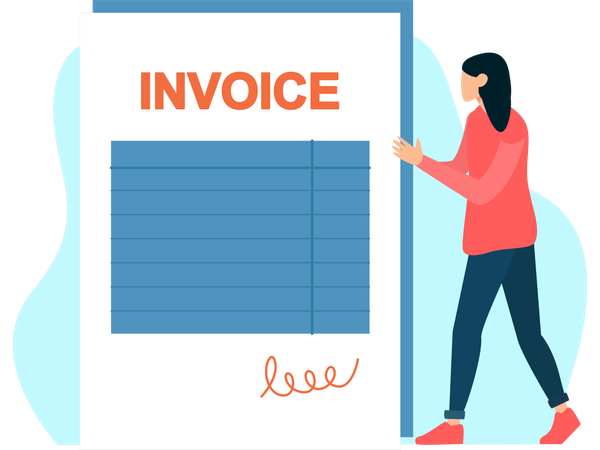 Woman checking business invoice  Illustration