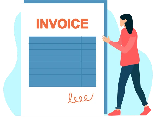 Woman checking business invoice  Illustration