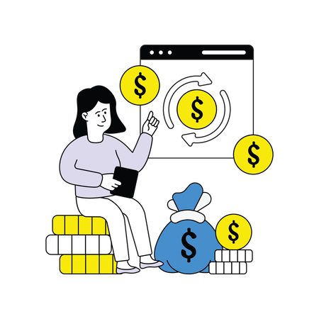 Woman checking Cash Flow  Illustration