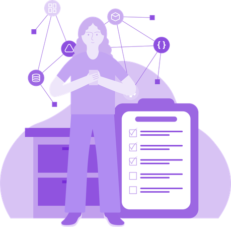 Woman Checking Connection  Illustration