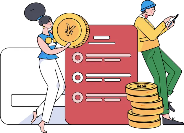 Woman Checking Credit scroe  Illustration