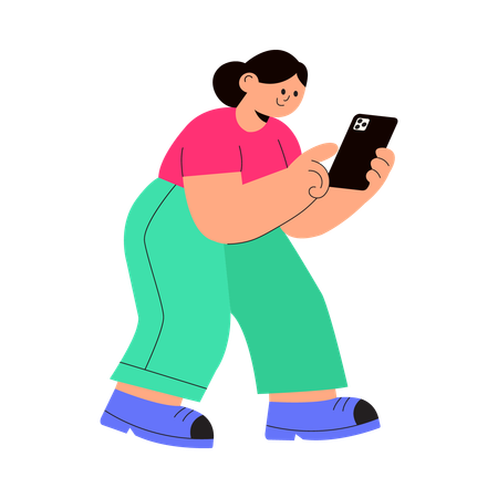 Woman checking cryptocurrency price on mobile  Illustration