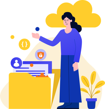 Woman Checking Documents  Illustration