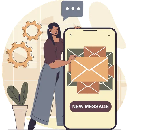 Woman checking email inbox  Illustration